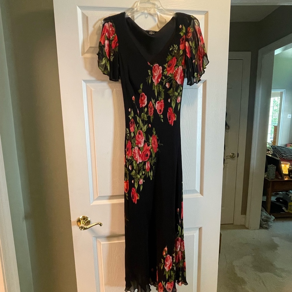 American Angel Black and Red Ruffled Tiered Midi Dress
